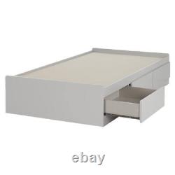 South Shore Twin Platform Bed 76.25W x 40.25H Natural Wood With 3 Drawer Gray