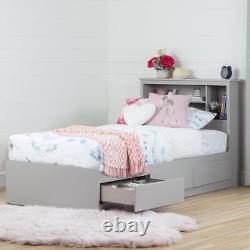 South Shore Twin Size Kids Storage Bed Minimalist 14.75 H x 40.5 W Wooden Gray