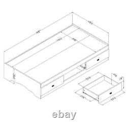 South Shore Twin Storage Bed 76.5x40.5 with Drawer Particle Board Pure White