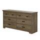 South Shore Versa 6 Drawer Wood Double Dresser In Weathered Oak