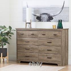 South Shore Versa 8-Drawer Double Dresser Brown Weathered Oak