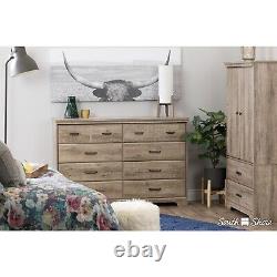 South Shore Versa 8-Drawer Double Dresser Brown Weathered Oak
