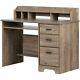South Shore Versa Computer Desk With Hutch In Weathered Oak