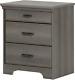 South Shore Versa Nightstand With 2 Drawers And Charging Station, Gray Maple, 16