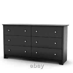 South Shore Vito 6-Drawer Double Dresser, Pure Black