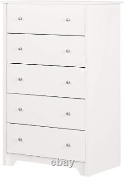South Shore Vito Collection 5-Drawer Dresser, 16.88D X 31.5W X 48.75H, Pure W
