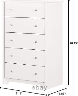 South Shore Vito Collection 5-Drawer Dresser, 16.88D X 31.5W X 48.75H, Pure W