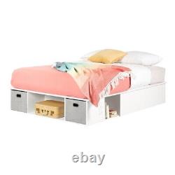 South Shore Vito Storage Bed With Baskets Queen Pure White