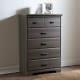 Traditional 5-drawer Dresser Chest Compact Bedroom Furniture Gray Maple Finish