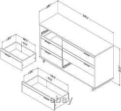 Commode à 6 tiroirs Double commode Design moderne Mobilier de rangement pour chambre à coucher Gris foncé