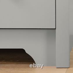 Commode à double rangée de 6 tiroirs avec grand dessus de présentation - Meuble de chambre moderne gris