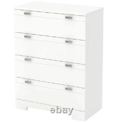 Commode à tiroirs South Shore 4 tiroirs avec glissières lisses et décoratives, blanc pur.