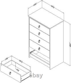 Commode compacte à 5 tiroirs, organisateur de vêtements, meuble de chambre blanc/gris