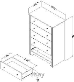 Commode verticale moderne à 5 tiroirs pour le rangement des fournitures de bureau, de chambre et d'arts en gris