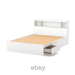 Matelas complet minimaliste South Shore avec tête de lit bibliothèque 54 glissières de tiroir métalliques