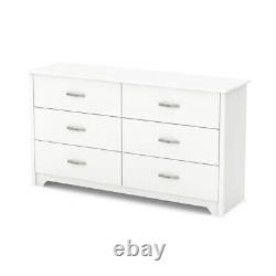 South Shore Fusion 6-tiroirs Commode Double, Blanc Pur